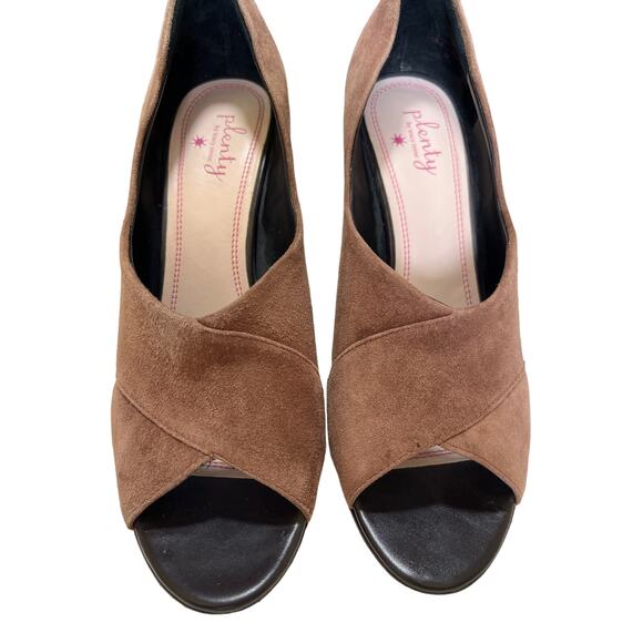 Plenty Tracy Reese Heels 7.5  EU 38 Suede Open Toe Pumps 3.75" High Snake Print - Picture 3 of 9